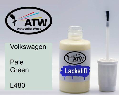 Volkswagen, Pale Green, L480: 20ml Lackstift, von ATW Autoteile West.